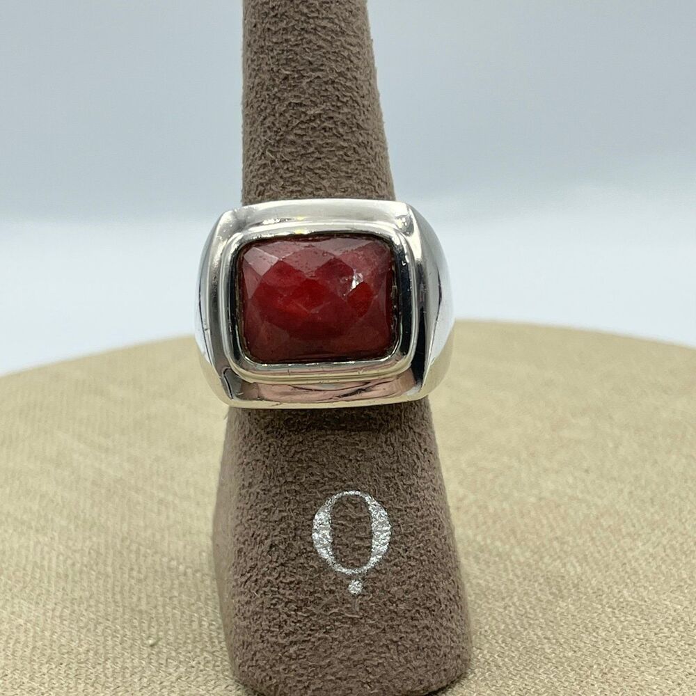 unisex large chunky statement Deb Guyot Sterling Silver Faceted Raw Ruby Ring